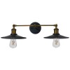 GloboStar® TWINS 01069 Vintage Industrial Φωτιστικό Τοίχου Απλίκα Δίφωτο Μαύρο Μεταλλικό Καμπάνα Φ21 x Μ30 x Π60 x Υ18cm
