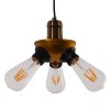 GloboStar® COPPER 01076 Vintage Ιndustrial Κρεμαστό Φωτιστικό Οροφής Τρίφωτο Χρυσό Μεταλλικό Φ12 x Y13cm