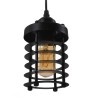 GloboStar® ROVENA 01145 Vintage Industrial Κρεμαστό Φωτιστικό Οροφής Μονόφωτο Μαύρο Μεταλλικό Πλέγμα Φ10 x Y25cm