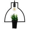 GloboStar® KERRIA 01209 Μοντέρνο Κρεμαστό Φωτιστικό Οροφής Μονόφωτο Μαύρο Μεταλλικό Flowerpot Φ34 x Y34cm