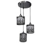 GloboStar® RAINELDA 01246 Μοντέρνο Κρεμαστό Φωτιστικό Οροφής Τρίφωτο Μαύρο Μεταλλικό Πλέγμα με Λευκό Γυαλί Φ40 x Y19cm
