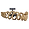 GloboStar® SPIRAL 01188 Vintage Industrial Φωτιστικό Οροφής Δίφωτο Μαύρο Μεταλλικό με Μπεζ Σχοινί Μ75 x Π20 x Υ24cm