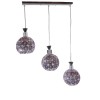 GloboStar® ILLUME 01249 Μοντέρνο Κρεμαστό Φωτιστικό Οροφής Τρίφωτο Ασημί Μεταλλικό με Κρύσταλλα Μ64 x Π18 x Υ24cm