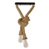 GloboStar® ROPE 01279 Vintage Industrial Κρεμαστό Φωτιστικό Οροφής Δίφωτο με 1 μέτρο Μπεζ Σχοινί Φ3.5 x Y100cm