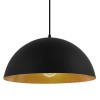 GloboStar® CIEL 01341 Μοντέρνο Κρεμαστό Φωτιστικό Οροφής Μονόφωτο Μαύρο Χρυσό Μεταλλικό Καμπάνα Φ40 x Υ20cm