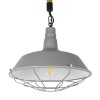 GloboStar® LUCI 01411 Vintage Industrial Κρεμαστό Φωτιστικό Οροφής Μονόφωτο Γκρι Λευκό Μεταλλικό Καμπάνα Πλέγμα με Μπεζ Σχοινί Φ36 x Υ31cm