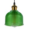 GloboStar® SEGRETO 01451 Vintage Κρεμαστό Φωτιστικό Οροφής Μονόφωτο Πράσινο Γυάλινο Διάφανο Καμπάνα με Χρυσό Ντουί Φ14 x Υ18cm
