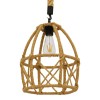 GloboStar® TELAN 01615 Vintage Κρεμαστό Φωτιστικό Οροφής Μονόφωτο Πλέγμα με Μπεζ Σχοινί Φ30 x Υ38cm