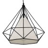 GloboStar® KAIRI 01618 Μοντέρνο Industrial Κρεμαστό Φωτιστικό Οροφής Μονόφωτο Μαύρο με Άσπρο Ύφασμα Μεταλλικό Πλέγμα Φ38 x Υ39cm
