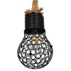 GloboStar® URBAN 01521 Vintage Industrial Κρεμαστό Φωτιστικό Οροφής Μονόφωτο Μαύρο Μεταλλικό Πλέγμα με Μπεζ Σχοινί Φ15 x Υ25cm