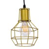 GloboStar® CAGE 00950 Vintage Industrial Κρεμαστό Φωτιστικό Οροφής Μονόφωτο Χρυσό Μεταλλικό Πλέγμα Φ15 x Y22cm