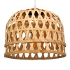GloboStar® MANGEA 01634 Vintage Κρεμαστό Φωτιστικό Οροφής Μονόφωτο Καφέ Ξύλινο Bamboo Φ32 x Y30cm