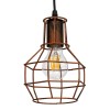 GloboStar® CAGE 00866 Vintage Industrial Κρεμαστό Φωτιστικό Οροφής Μονόφωτο Καφέ Σκουριά Μεταλλικό Πλέγμα Φ15 x Y22cm
