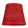 GloboStar® PLAYROOM 00863 Vintage Κρεμαστό Φωτιστικό Οροφής Μονόφωτο Κόκκινο Ξύλινο Ψάθινο Rattan Φ32 x Υ27cm