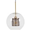 GloboStar® AVERY 00740 Μοντέρνο Κρεμαστό Φωτιστικό Οροφής Μονόφωτο Διάφανο Γυάλινο με Χρυσό Μεταλλικό Πλέγμα Φ30 x Υ48cm